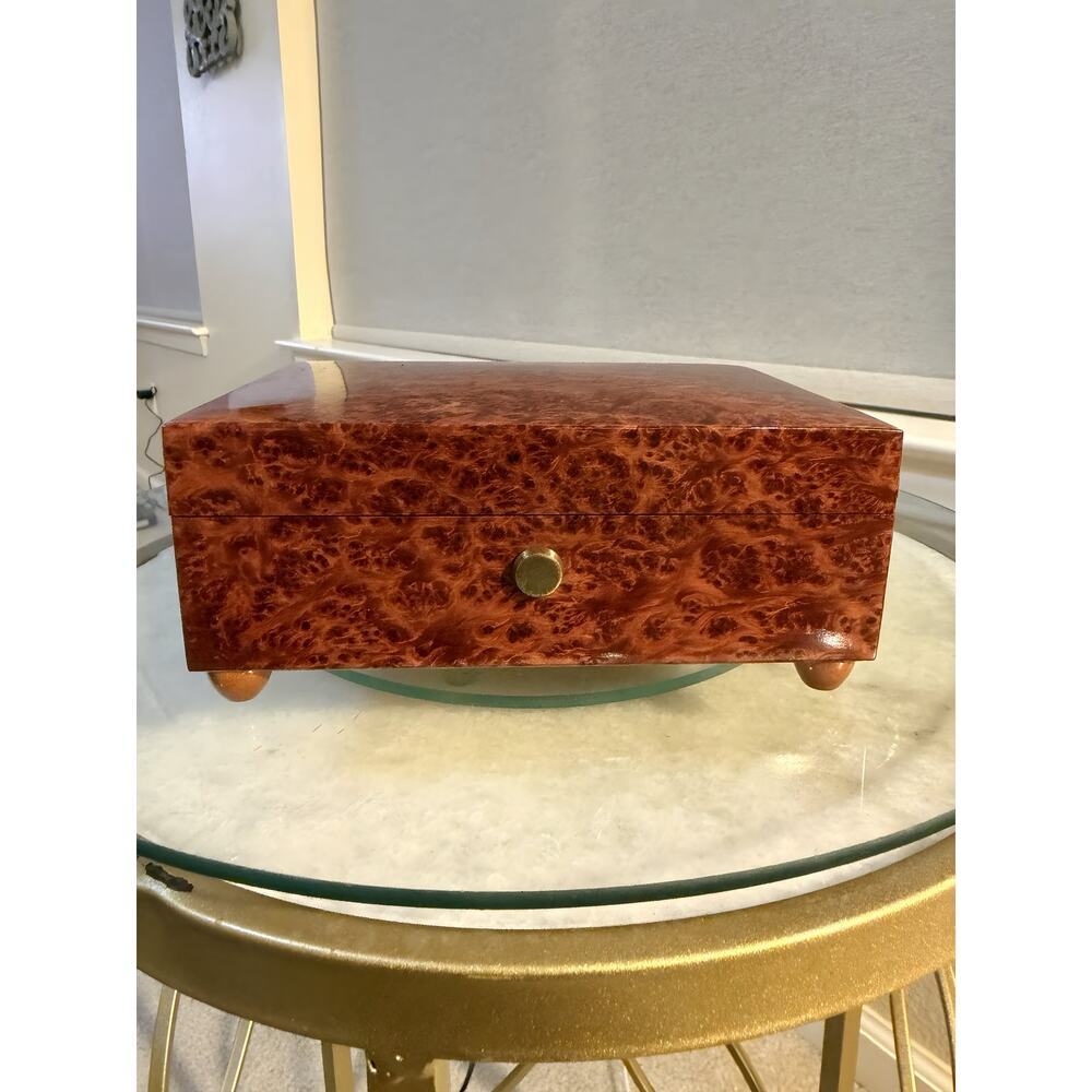 Reuge Swiss Burl Wood Limited Edition Music Box Glass Top Schubert